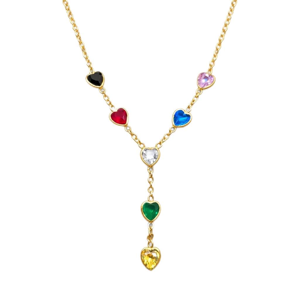 Multicolor Diamond Heart Necklace for Women, Gold Plated Chain for Woman Crystal Jewellery for womens, Anti Tarnish Stylish Chains jewelry for Girls Locket for Woman 415-image-2