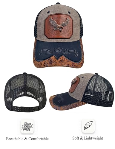 Image of TOPACC Western Trucker Hat for Men Women Cowboy Country Hat Snapback Cap | Novelty Baseball Cap Adjustable Vintage Embroidered Cowgirl hat for Rodeo Western Outfit