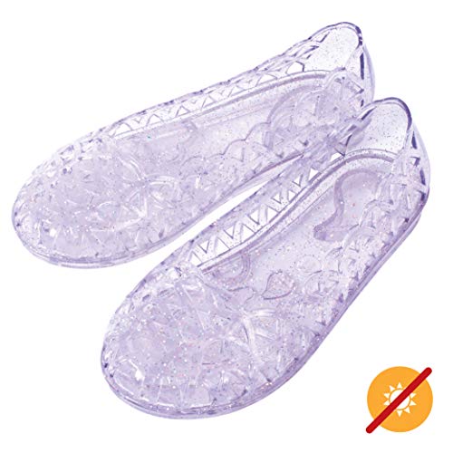 Del Sol Girls Color-Changing Flat Ballet Jellies Shoes with Cute Heart Sole3