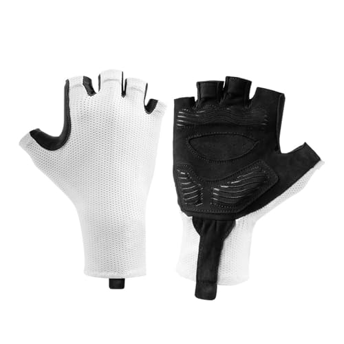 Ijksbehjf Guantes ligeros de bicicleta con absorción del sol y el sudor, medio dedo para entrenamiento al aire libre de larga distancia y protección solar, guantes de nailon ligeros para entrenamiento