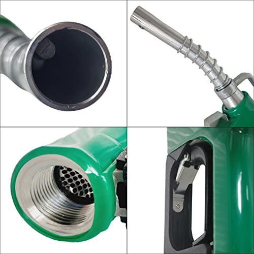 Borritt Pressure Sensitive 3/4" Npt Automatic Gas Fuel Nozzle(Green+2Hook)No Pressure Auto Shut-Off,Car Fuel Filling Nozzle,Suitable For Filling Diesel,Kerosene And Various Gasoline(13/16"Spout,16Gpm) #TOP3