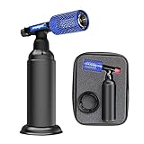 Molgoc Butane Torch with Anti-scalding Device,Stainless Steel Protective Cover,Refillable Kitchen Torch Lighter,Adjustable Flame Guard. (Butane Gas Not Included,Blue)