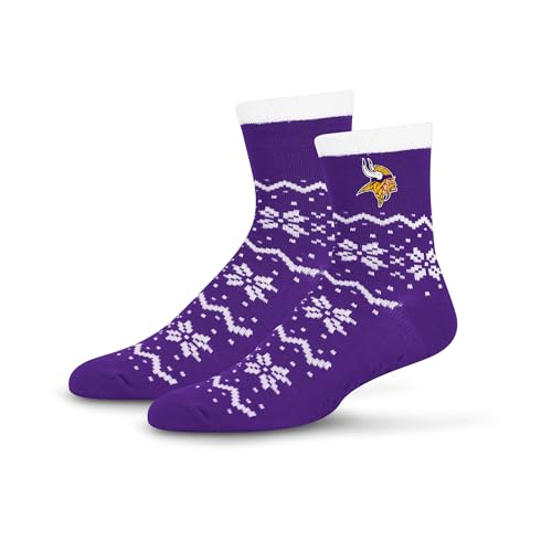 For Bare Feet NFL MINNESOTA VIKINGS Snowflake Lane Cozy Cabin Sock Team Color OSFM
