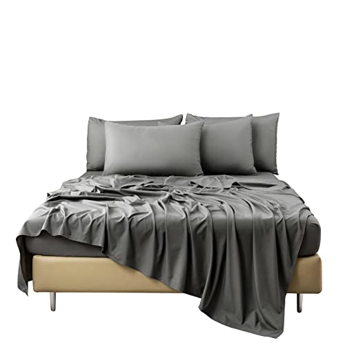 Bedlifes Queen Sheet Set- Cooling Sheets-Ultra Soft-Silky-Breathable-Deep Pocket- 1800 Series Bedding Set Microfiber Bed Sheets Queen Size Dark Grey 6 Pieces