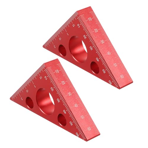 SOPOTUTU 2 pezzi Righello Angolare Falegname in Alluminio Strumento Misurazione Multifunzionale con Scala Millimetrica e Imperiale Squadra Triangolare per Altezza e Angoli Precisi