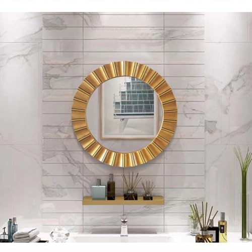 Miroir rond doré 26 pouces avec cadre géométrique chic - 7