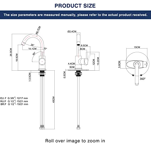 Phichi Brushed Nickel Bar Faucet, Single Handle 1 Or 3 Hole Stainless Steel Gooseneck Kitchen Sink Faucets With Hot & Cold Water Supply Lines #TOP5