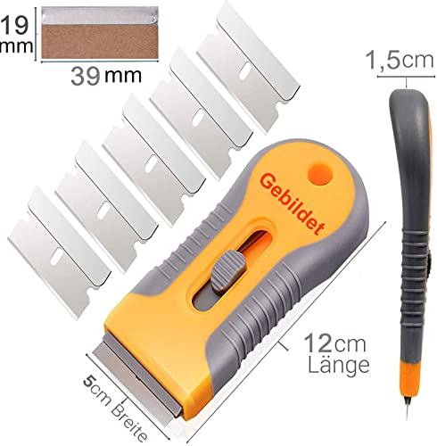 Gebildet Razor Blade Scraper With 10Pcs Carbon Steel Blades For Removing Vinyl Decals Stickers &Glue From Cars, Boats And Other Delicate Surfaces #TOP3