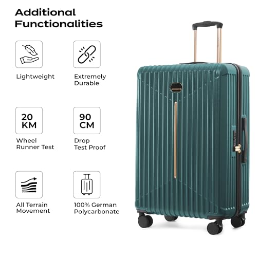 Image of Midnight Voyager Check-in Large 76cm | Trolley Bag Hard Case Polycarbonate, 4 Wheels 360 Degree Wheeling System Luggage, Suitcase for Travel, with Front Laptop Access (Moss Green)
