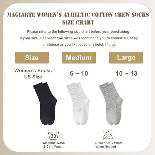 Image of MAGIARTE Womens Athletic Cotton Crew Socks Moisture Wicking Breathable Sports Casual Socks for Women 3 /5-PACK