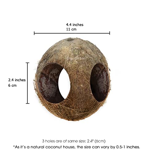 Sungrow Hermit Crab Hut Cozy Crabitat Coconut Shell With Hanging Loop And Climbing Accessory #TOP4