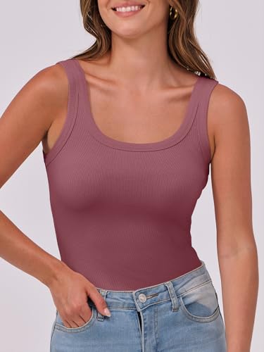 Image of ANRABESS Womens Sleeveless Scoop Neck Tank Top Ribbed Fitted Summer Basic Slim Cute Tops 2026