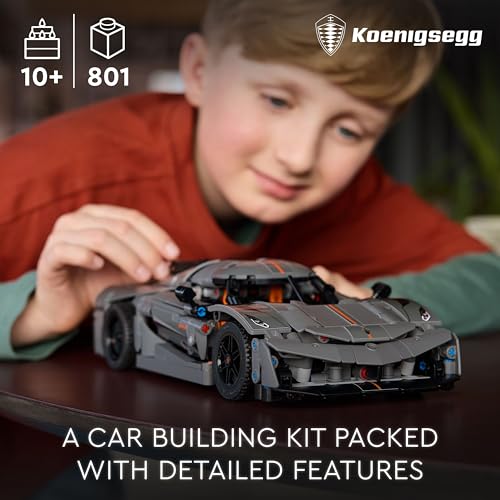 Image of LEGO Technic Koenigsegg Jesko Absolut Gray Hypercar Building Set for Kids 42173