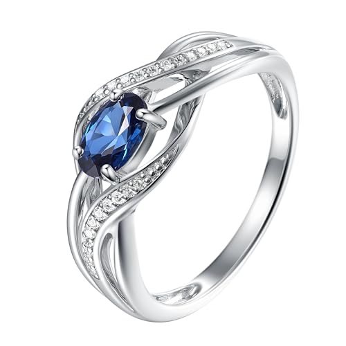 Oval Cut Gemstone Birthstone Interwoven Promise Ring in 925 Sterling Silver | Birthstone Jewelry for Woman, Elegant Jewelry for Women, Gifts for Her Birthday, Size 6-8