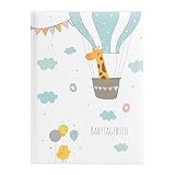goldbuch Babytagebuch Ballonfahrt mit 44 illustrierte Seiten und Giraffen Motiv, Tagebuch für Neugeborene, Einband mit Kunstdruck, Baby Erinnerungsalbum, Papier, ca. 21 x 28 x 1 cm