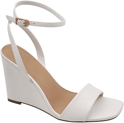BAMBOO Womens Open Toe Ankle Strap Wedge Sandals