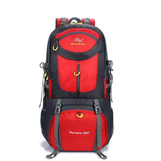 BOZEVON Escursionismo Viaggio Zaino 40L / 50L / 60L - Daypack Outdoor Campeggio Viaggi Trekking Arrampicata Zaino Uomini Donne, Rosso, 60L