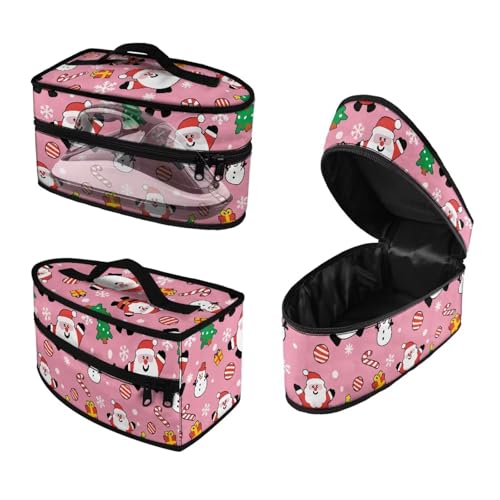 COEQINE Travel Portable Travel Bag for Clothes Irons Pink Christmas Print Lightweight Easy-Fold Design for Hotel Stay and Airport Transfer Ladies Holiday Essentials2