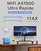QLOCOM 2025 Nouveau Répéteur WiFi Puissant AX1500 WiFi 6, Amplificateur WiFi sans Fil Double Bande 5GHz & 2.4GHz avec Port Ethernet, WiFi Extender Compatible avec Toutes Les Box Internet