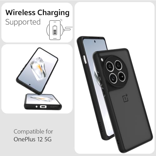 Image of Foso Royal Shock Proof Back Cover Case for OnePlus 12R 5G (PC+TPU) (Matte Black)