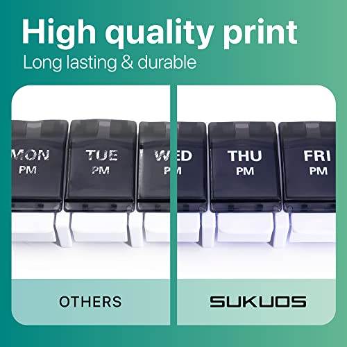 Image of Sukuos AM PM Weekly 7 Day Pill Organizer, 2 Times A Day Pill Box with Arthritis Friendly Push Button, Medicine Cases for Vitamin /Fish Oil /Supplements, Easy to Clean (Black)