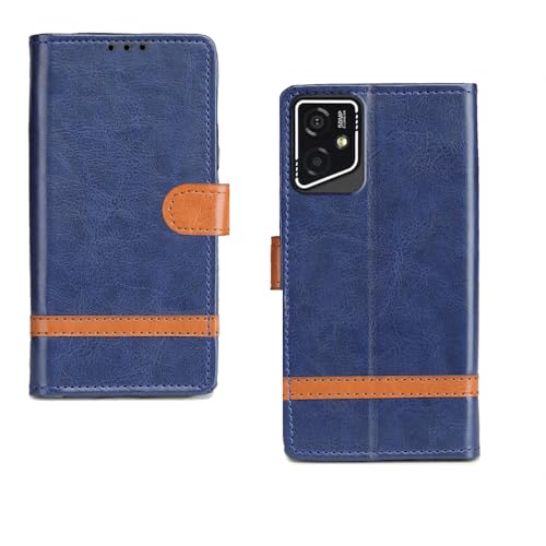 Image of amazon basics Lava Yuva Star 2 5G Flip Cover | Card Pockets Wallet & Stand | Flip Cover for Lava Yuva Star 2 5G (Blue Stripes)