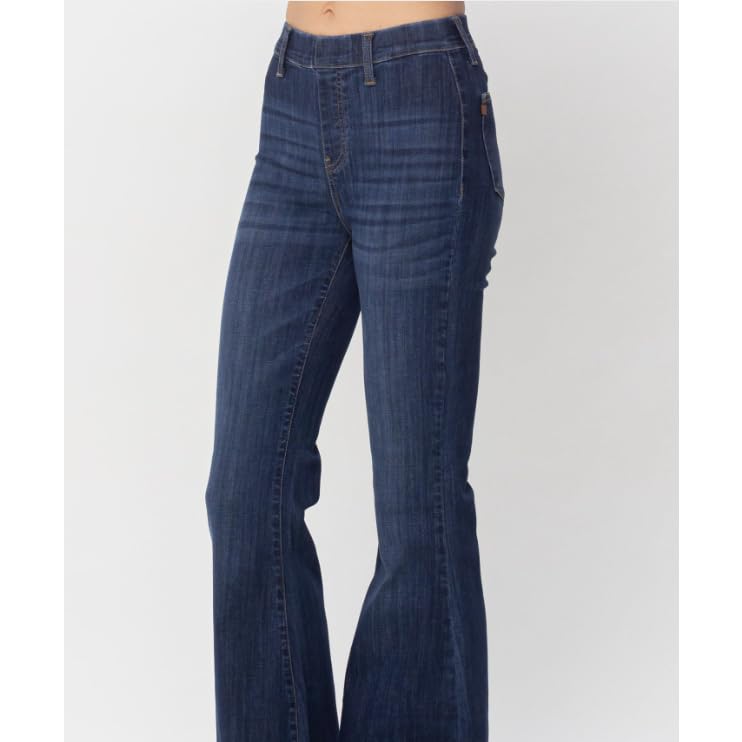 Judy Blue High Waist Pull On Flare Jeans (US, Waist, 28, Long, Dark)4