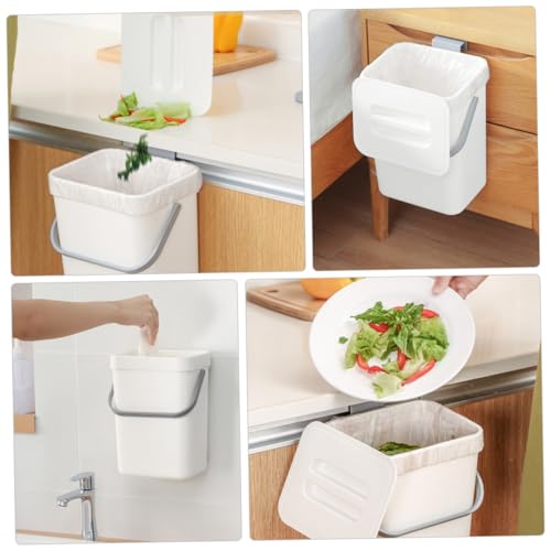 Caneca de basura de pared con tapa 3L plástica blanca miniatura 6