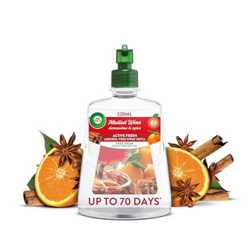 Air Wick Aerosol-Free Automatic Air Freshener Spray Mulled Wine Refills 24 x 7 Active Fresh Odour Neutraliser Lasts Up to 70 Days