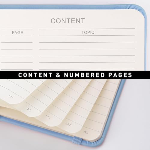 Image of RETTACY Lined Journal Notebook, 192 Numbered Pages, A5 Size (5.7'' x 8.3'') | Leather Hardcover, 100 GSM Thick Paper, for Men & Women, Journaling, Writing, Work & Office (Light Blue)