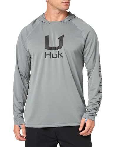 HUK Standard Icon X Hoodie, Fishing Shirt with Sun Protection for Men, Night Owl
