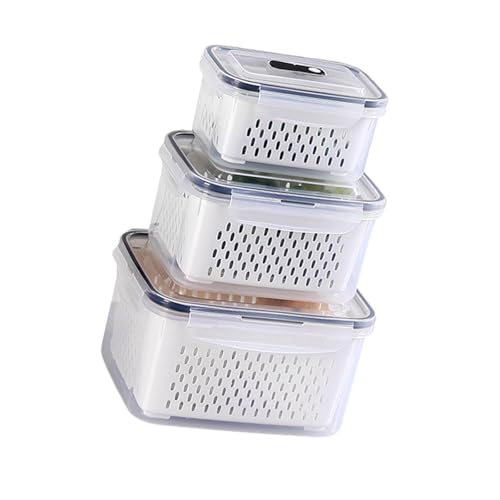 TOWARDSNAN Recipiente grande de almacenamiento de alimentos para refrigerador, mantiene frutas, verduras, carne, uso prolongado, apto para lavavajillas, apto para lavavajillas