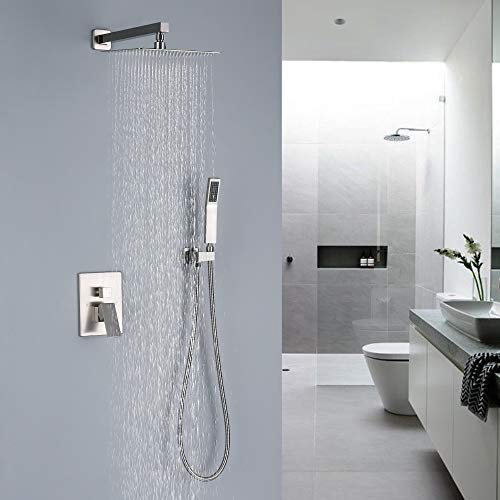 Tnoms Shower System Brushed Nickel Shower Faucets Set Complete With 10'' Rainfall Shower Head And Handheld,Wall Mounted Shower Combo Set,Sa0010Br #TOP4