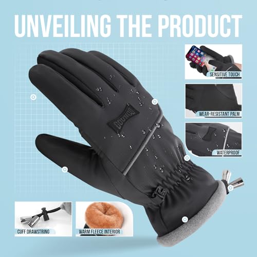 Image of GOUNOD Winter Gloves for Women Men, Thermal Insulated Waterproof Windproof Cold Weather Gloves, Touch Screen Compatible, Non-Slip Grip for Running, Driving, Cycling, Hiking