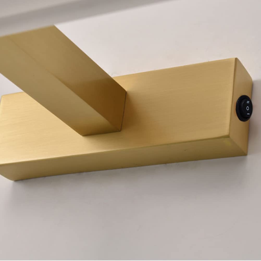 Espejo de luz LED de latón con sensor de movimiento, lámpara de pared de maquillaje para baño, iluminación frontal de tocador con interruptor, ángulo ajustable, blanco cálido 4000K, 12W / 58CM