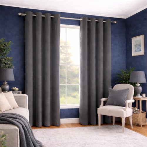 Image of Blackout Curtains for Bedroom Pack of 2 - Grey 6 Feet Long, 4.5 Ft Wide, Thermal Insulated Room Darkening Curtains, Light Blocking, Noise Reducing & Energy Saving Drapes (6 x 4.5 Ft)