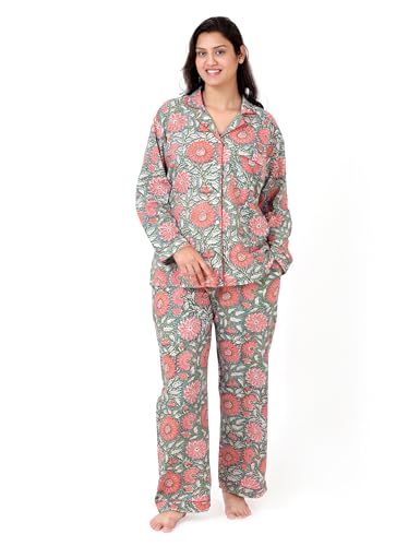 Huar Women Pajama Set, 4 pcs Button Down Vacation Beach Cotton Set, Lounge wear PJ Set For Birthday2