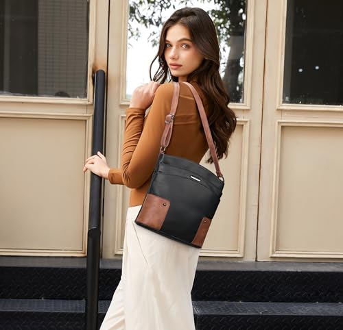 CLUCI Crossbody Bags for Women Leather Purse Travel Vacation Triple Pockets Vintage Handbags Shoulder Bags2