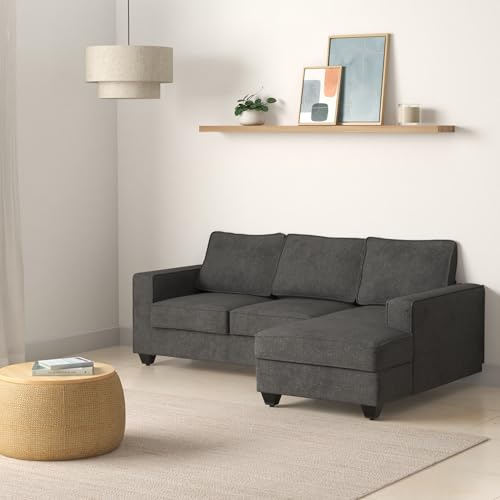 Image of Wakefit Malphino 2 Seater Sofa Set | 3 Year Warranty - Wooden, Smoke Grey Napper
