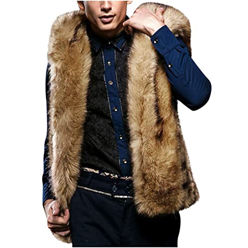 Mens Faux Fur Sleeveless Vest Winter Jacket Fuzzy Sleeveless Jacket Warm Fleece Vest Fleece Open Front Cardigan3