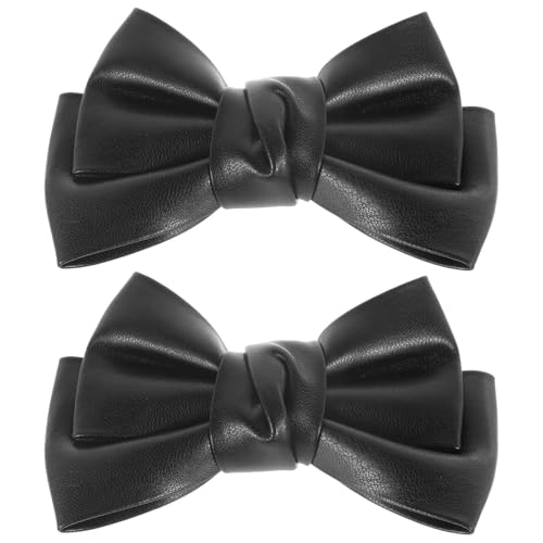Amosfun Clips para Zapatos de Mujer Lazo Negro Desmontables, Adorno para Tacones Altos, Hebilla de Aleación de Zinc y Cuero, Accesorios para Fiesta y Trabajo, Decoración Elegante