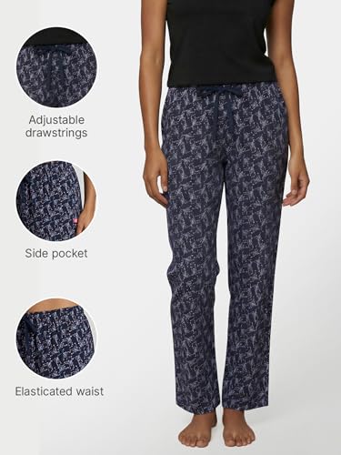 Image of Enamor Mid Rise Full Length Adjustable Drawstring Hangout Pant for Women - Relaxed Fit, Combed Cotton - E4A5