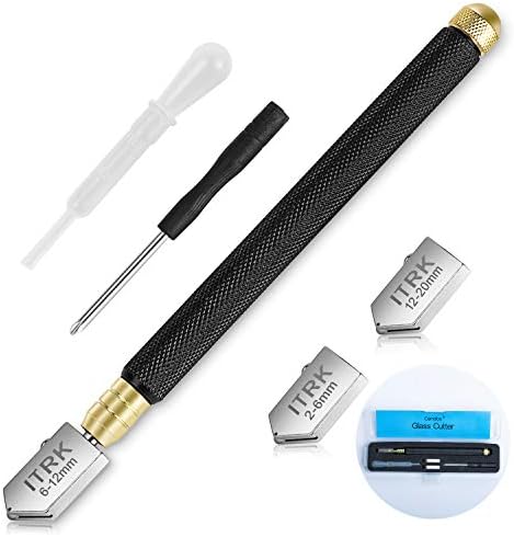 Glass Cutter 2mm-20mm, Upgrade Glass Cutter Tool, Pencil Style Oil Feed Carbide Tip for Glass Cutting/Tiles/Mirror/Mosaic.