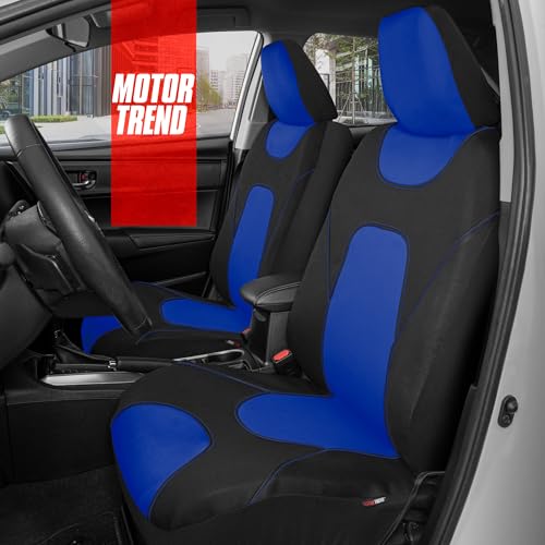 Image of Motor Trend AquaShield Waterproof Blue Front Seat, Black 60 /40 Split Bench Rear Seat Covers - Neoprene Front Car Seats Cover, SUV Seat Covers Protector - Interior Cover for Auto, Trucks, & Dog Owners