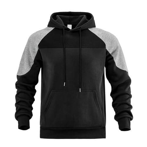 Xiaojmake Men's Novelty Color Block Pullover Top Fleece Hoodie Coat Long Sleeve Crew neck Casual Sweatshirt with Pockets3