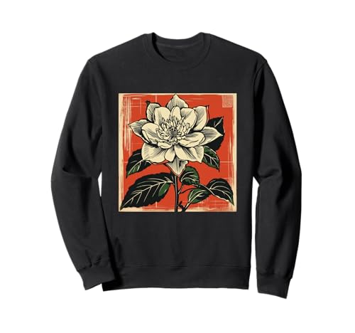 Clematis Tessen Retro Japón Floral Vintage Flores Japonesas Sudadera