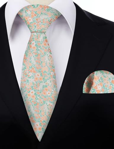 Image of Alizeal Mens 3.15inches Floral Tie with Flower Printed Handkerchief Colorful Tie Set