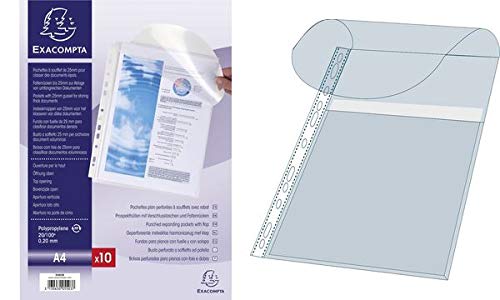 Exacompta - Funda para folletos con lengüeta (DIN A4, polipropileno, 10 unidades)