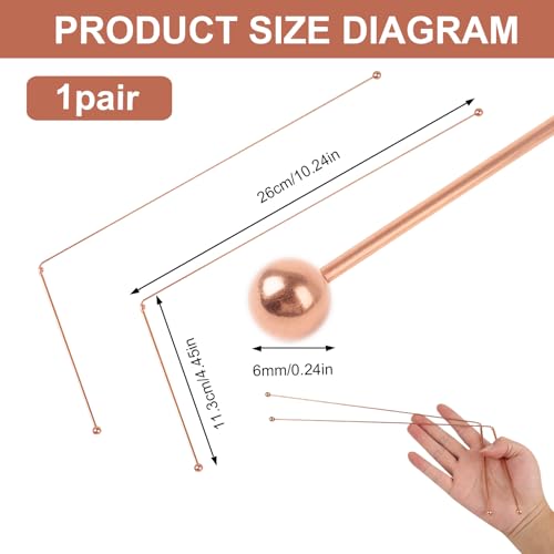 2pcs Wünschelruten aus 99,9 Prozent Reinem Kupfer, Wünschelrute Kaufen für Wassersuche Schatzsuche und Suche Nach Vergrabenen Objekten, Hochwertige Wünschelrute Kupfer für Energiearbeit und Geomantie