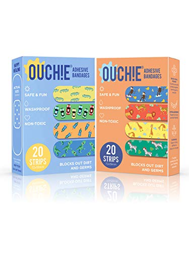 Image of Ouchie Non-Toxic Printed Bandages Double Combo (40 Pack) - Blue & Orange